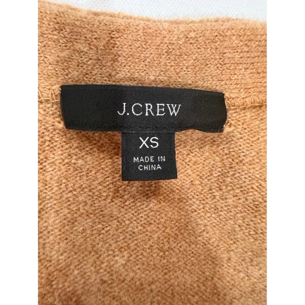 J Crew Sparkle Embellished Cardigan Sweater Camel XS V Neck Button Front‎ Knit